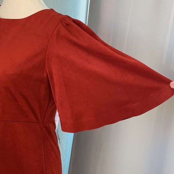 Trafaluc by Zara red faux suede short sleeve mini dress sz small - Picture 11 of 16